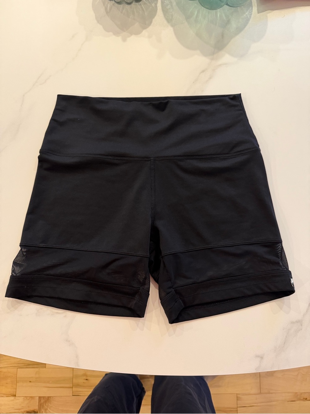 PINK Victoria's Secret Black High-Waist Bike Shorts with mesh